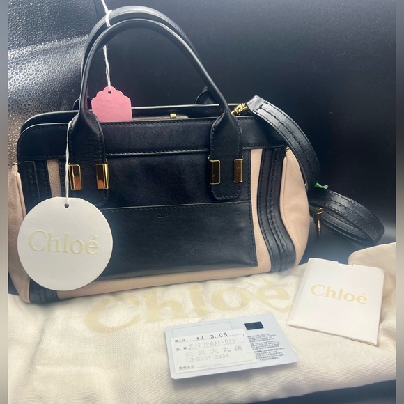 Chloé Alice handbag featuring a black and beige leather design. Crossbody EUC - Picture 16 of 16